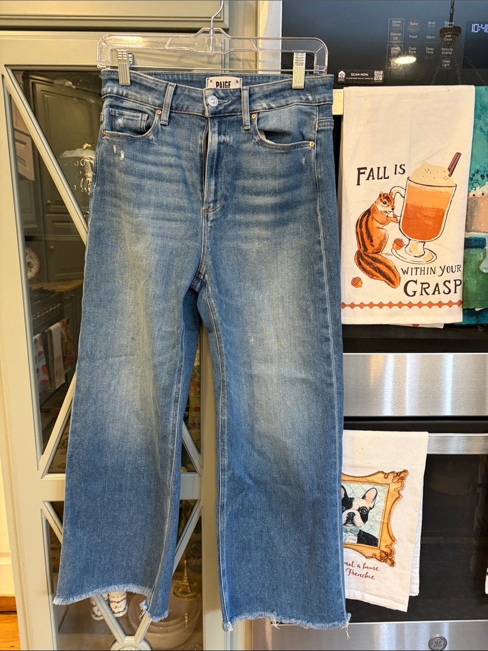 PAIGE Women's Light Blue Straight Jeans Raw Hem 28
